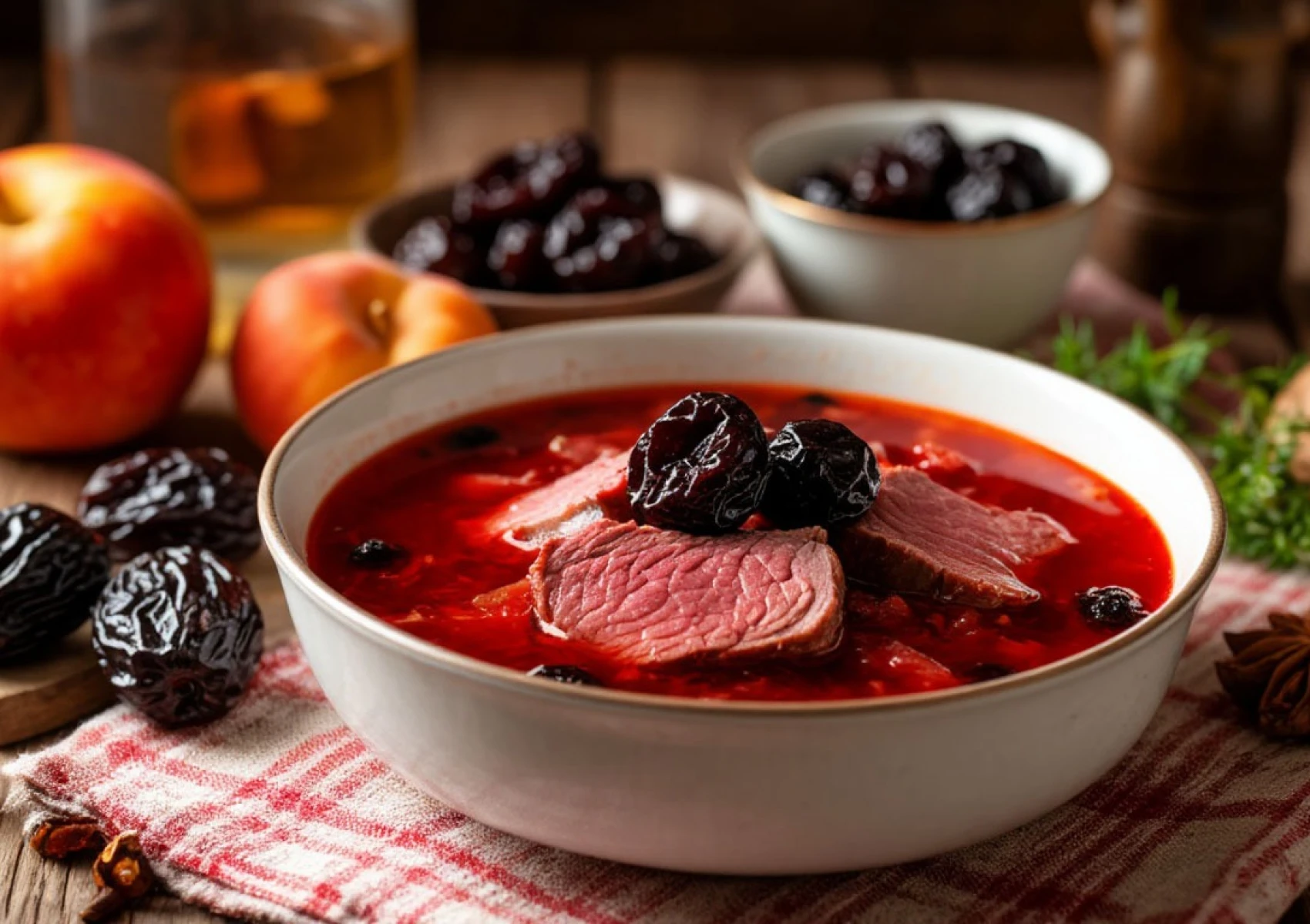 Борщ с говядиной и черносливом: классический рецепт с изюминкой